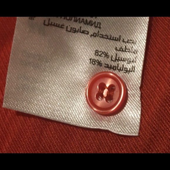 H&M orange, high low dress with gold collar - Picture 6 of 8